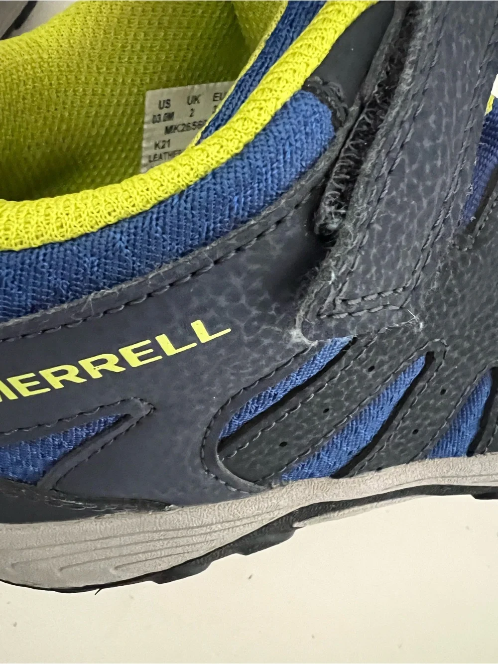 Merrell Kids Size 3 Blue & Yellow Athletic Hiking Shoes – Like New
